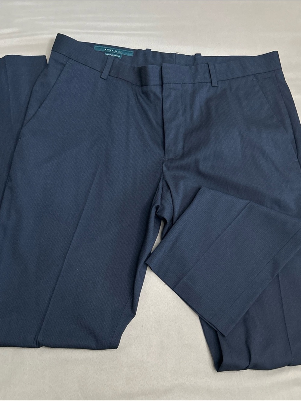 Perry Ellis Men's Navy Flat-Front Dress Pants